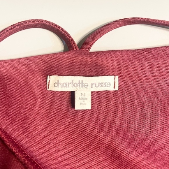 Charlotte Russe Fit & Flare Dress Size Medium Burgundy Skater Backless Straps - Picture 3 of 6